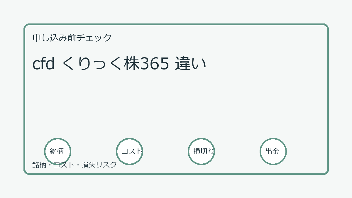 cfd くりっく株365 違いの口座開設前チェックポイント