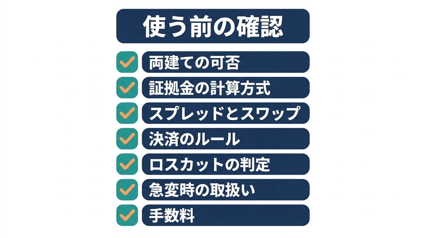 両建てを使う前に約款や取引ルールで確認する7項目のチェックリスト